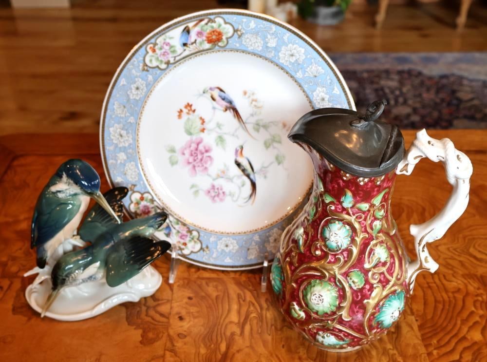 Antique European Porcelain & Pottery LHS Bavaria, Figural Pitcher & Birds (1 of 16)