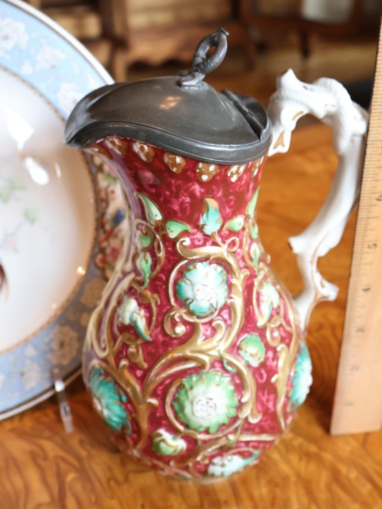 Antique European Porcelain & Pottery LHS Bavaria, Figural Pitcher & Birds - 2