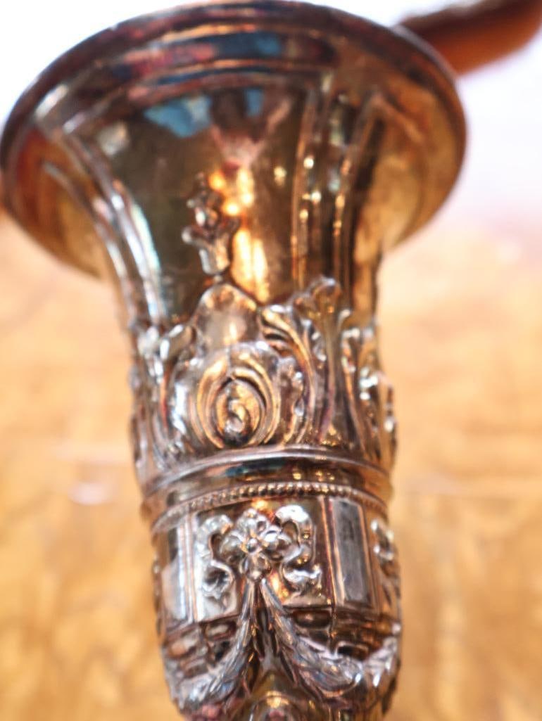 Vintage Crystal & Silverplate Serving Collection Candlestick, Pitcher & Tray - 17