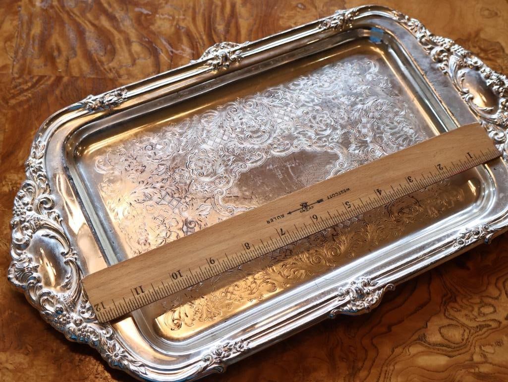 Vintage Crystal & Silverplate Serving Collection Candlestick, Pitcher & Tray - 19