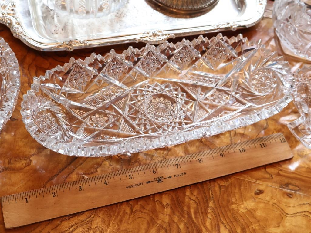 Vintage Crystal & Silverplate Serving Collection Candlestick, Pitcher & Tray - 2