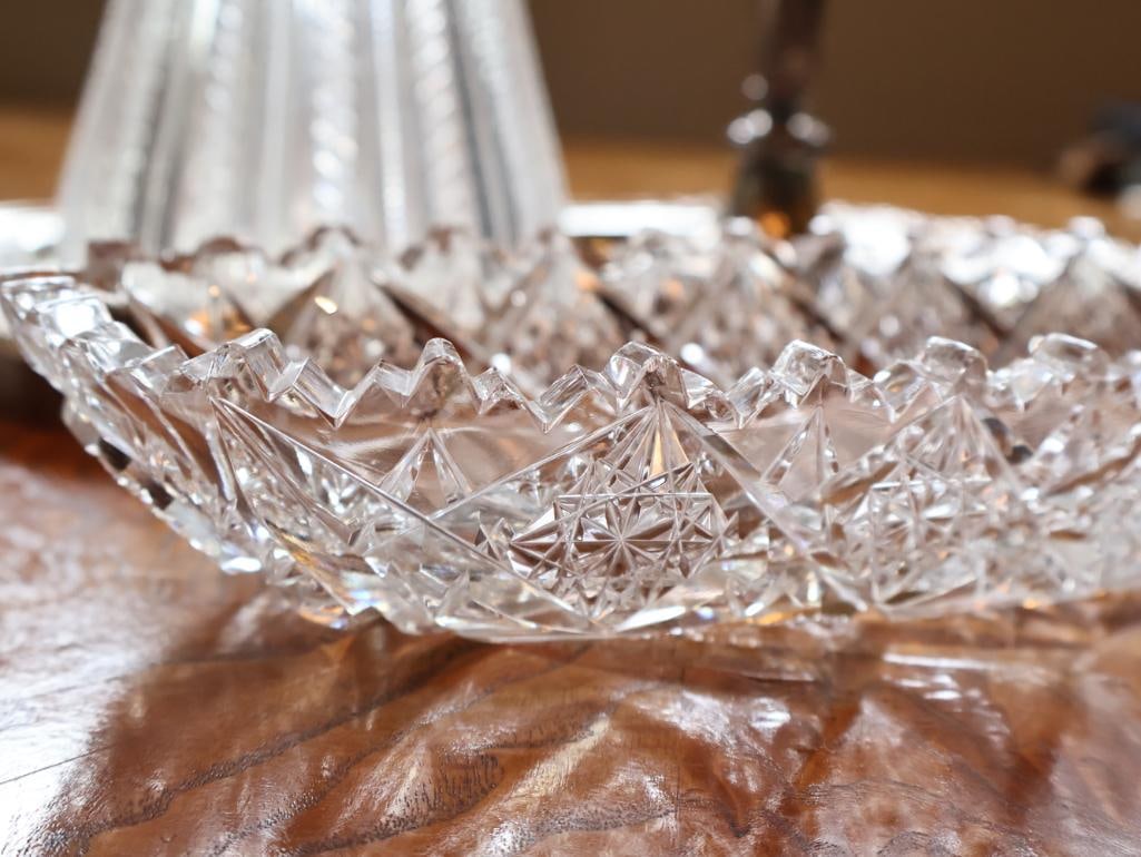 Vintage Crystal & Silverplate Serving Collection Candlestick, Pitcher & Tray - 3