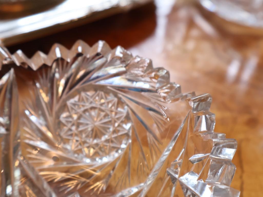 Vintage Crystal & Silverplate Serving Collection Candlestick, Pitcher & Tray - 4