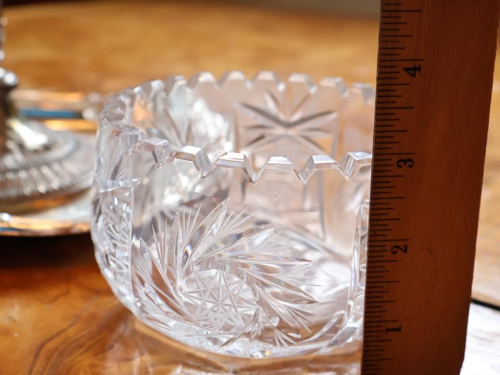 Vintage Crystal & Silverplate Serving Collection Candlestick, Pitcher & Tray - 8