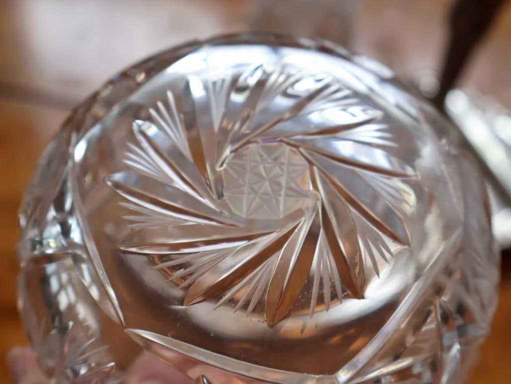 Vintage Crystal & Silverplate Serving Collection Candlestick, Pitcher & Tray - 9