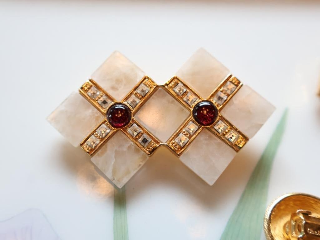 Vintage Costume Jewelry Lot incl. Christian Dior, Rhinestone and Cabochon Pieces - 15