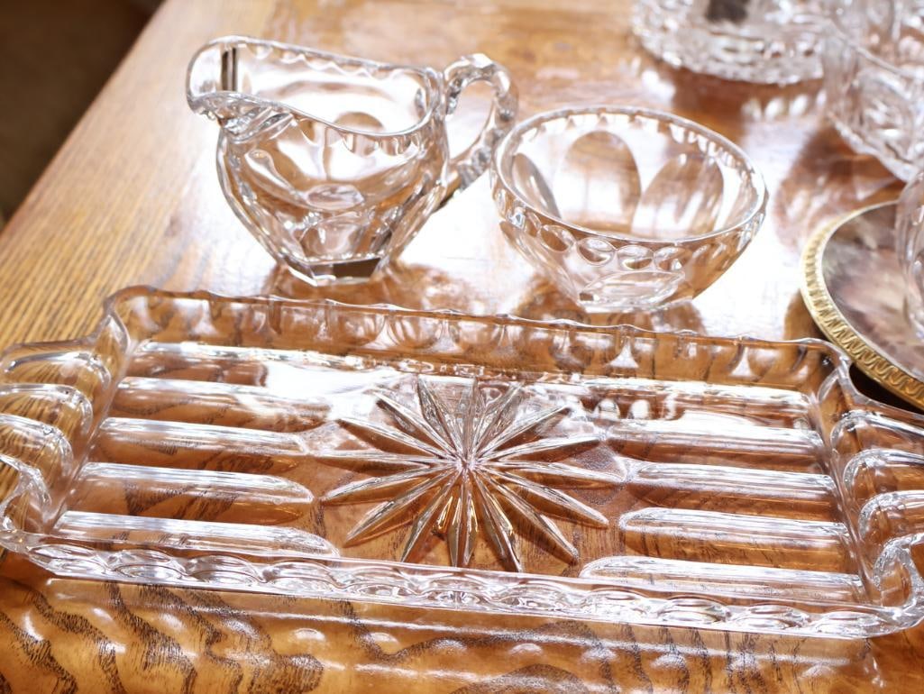 Large Assortment of Vintage Cut Crystal and Glass Tableware - 4