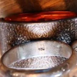 Sterling Silver & Amber Jewelry Suite Bracelet, Ring & Earrings - 10
