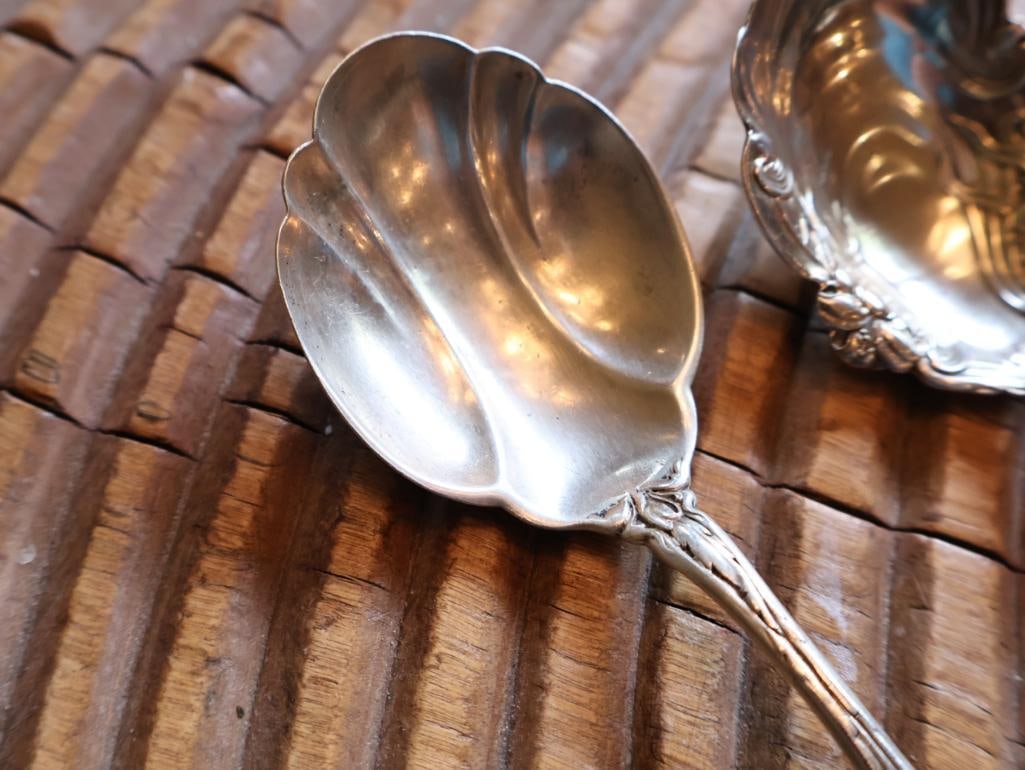 3 Antique Sterling Silver Floral Serving Spoons 101 Grams - 3