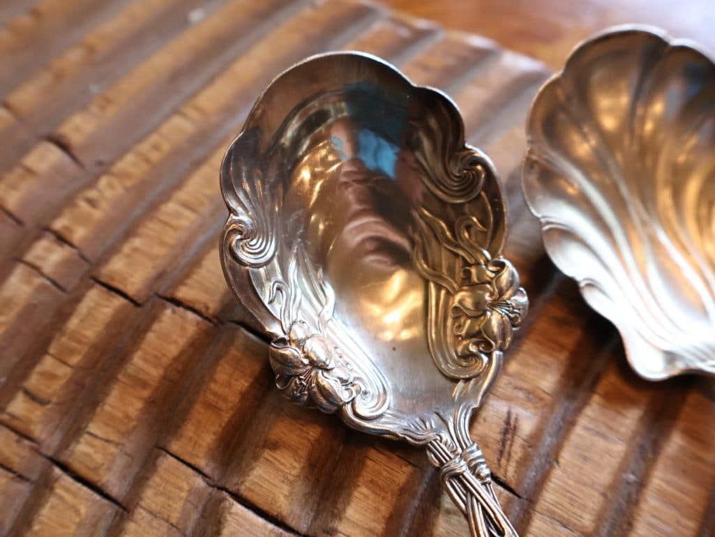 3 Antique Sterling Silver Floral Serving Spoons 101 Grams - 5