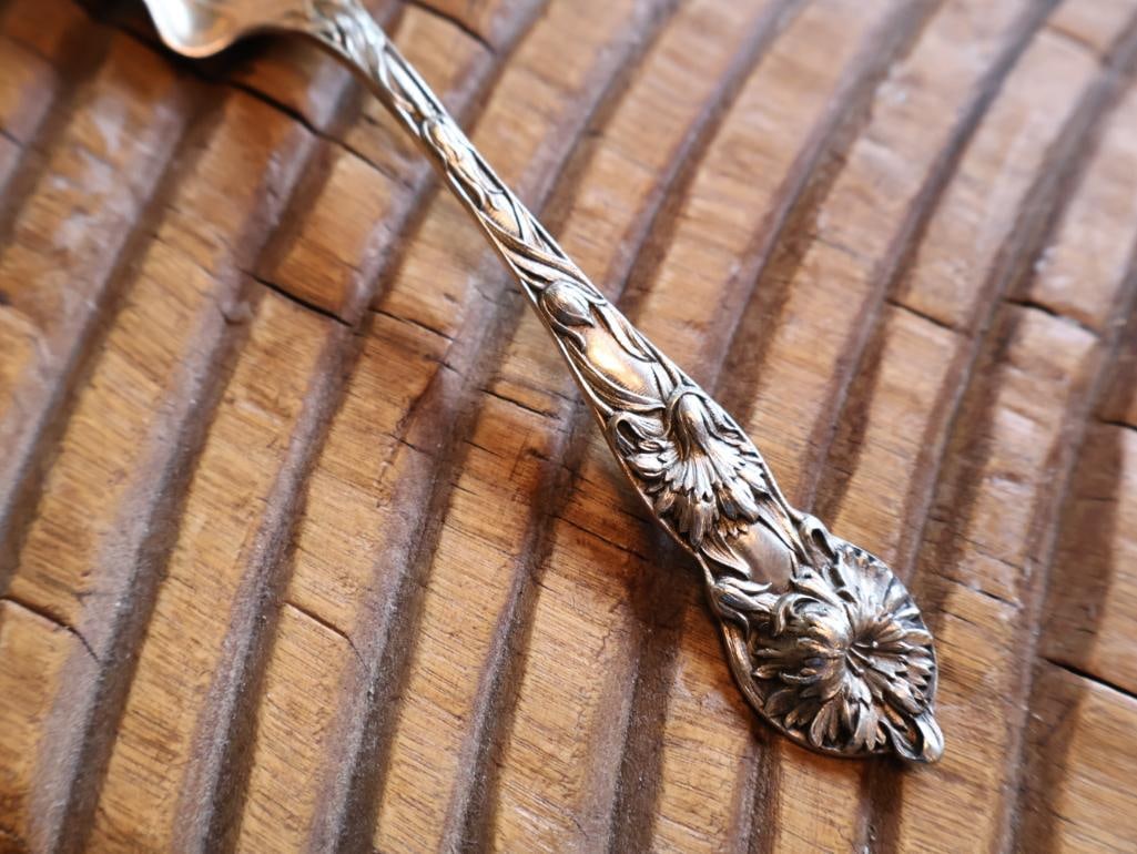 3 Antique Sterling Silver Floral Serving Spoons 101 Grams - 9