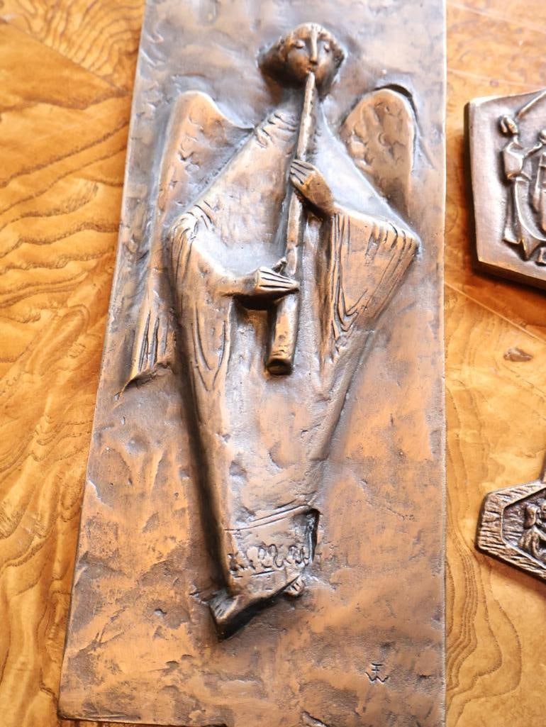 Collection of Christian Bronze Religious Wall Plaques & Crosses - 3