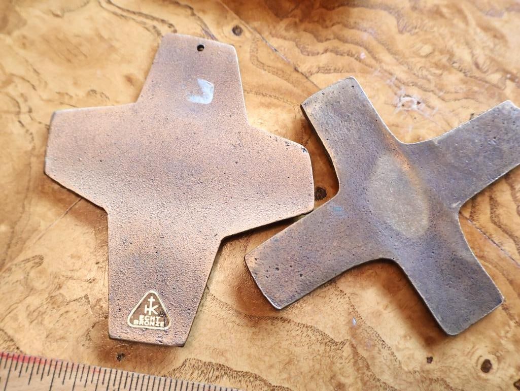 Collection of Christian Bronze Religious Wall Plaques & Crosses - 6