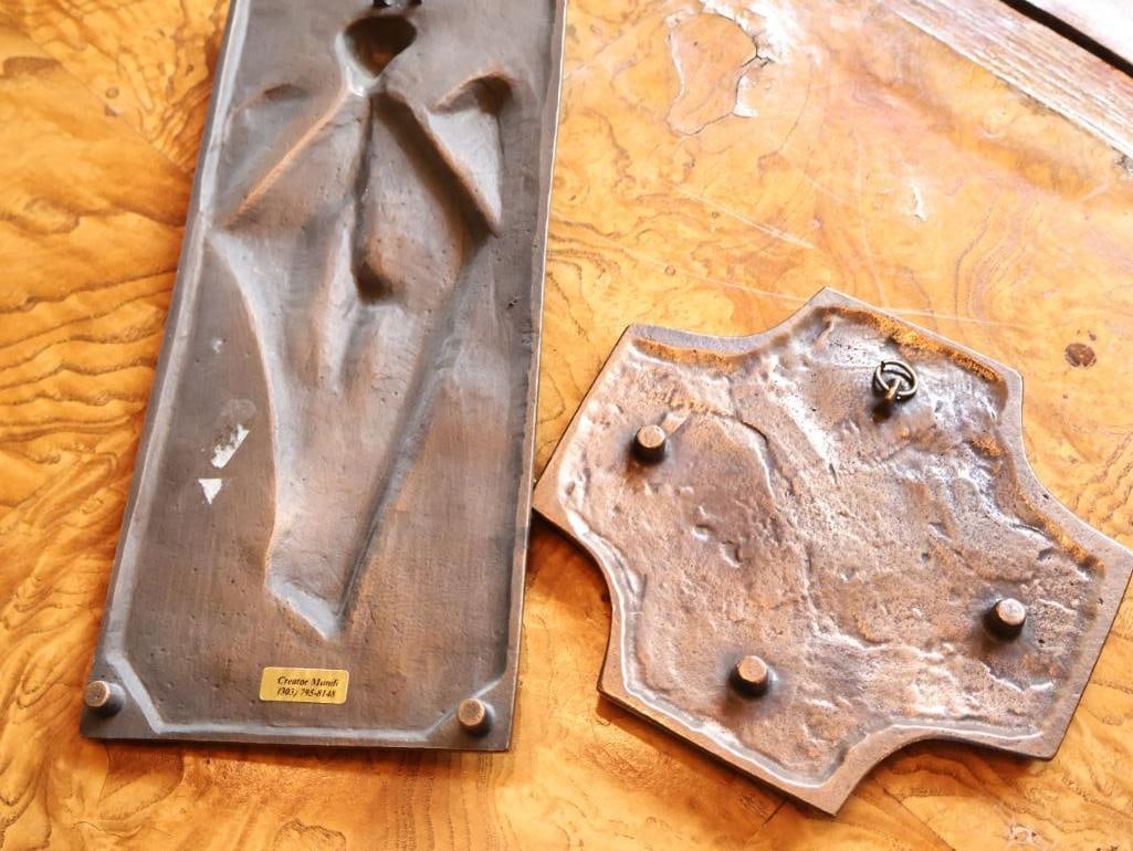 Collection of Christian Bronze Religious Wall Plaques & Crosses - 8