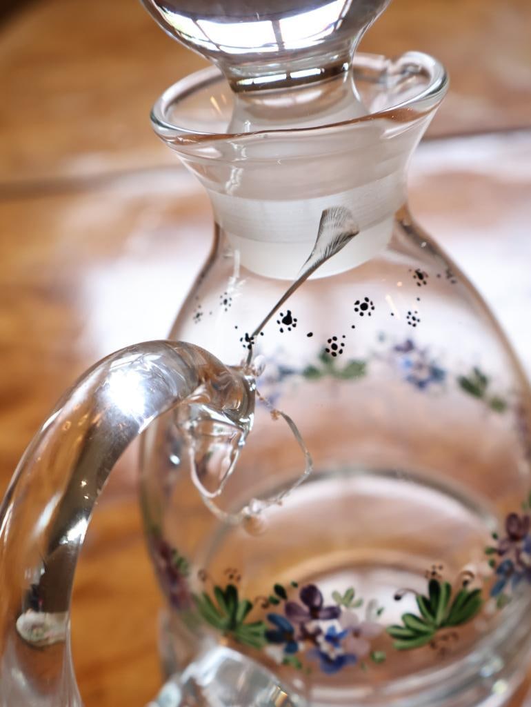 Vintage Floral Porcelain & Hand-Painted Glass Serving Collection - 14