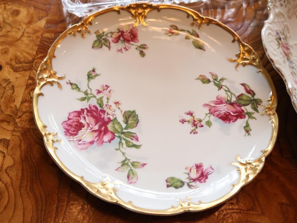 Vintage Floral Porcelain & Hand-Painted Glass Serving Collection - 5