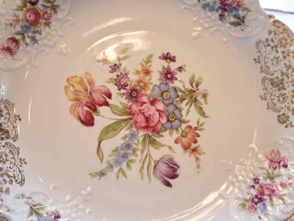 Vintage Floral Porcelain & Hand-Painted Glass Serving Collection - 7