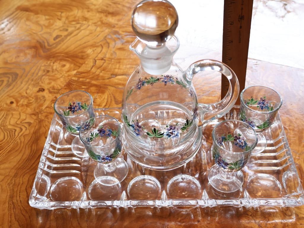 Vintage Floral Porcelain & Hand-Painted Glass Serving Collection - 9