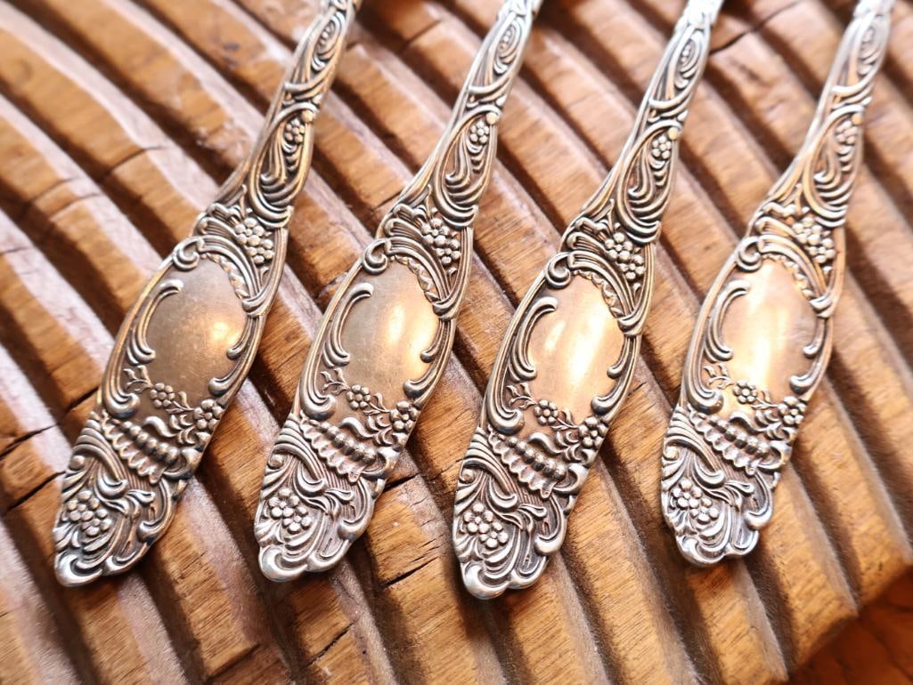 Set of 4 Antique Sterling Silver Dinner Forks, Pat. 1892, 153g - 2