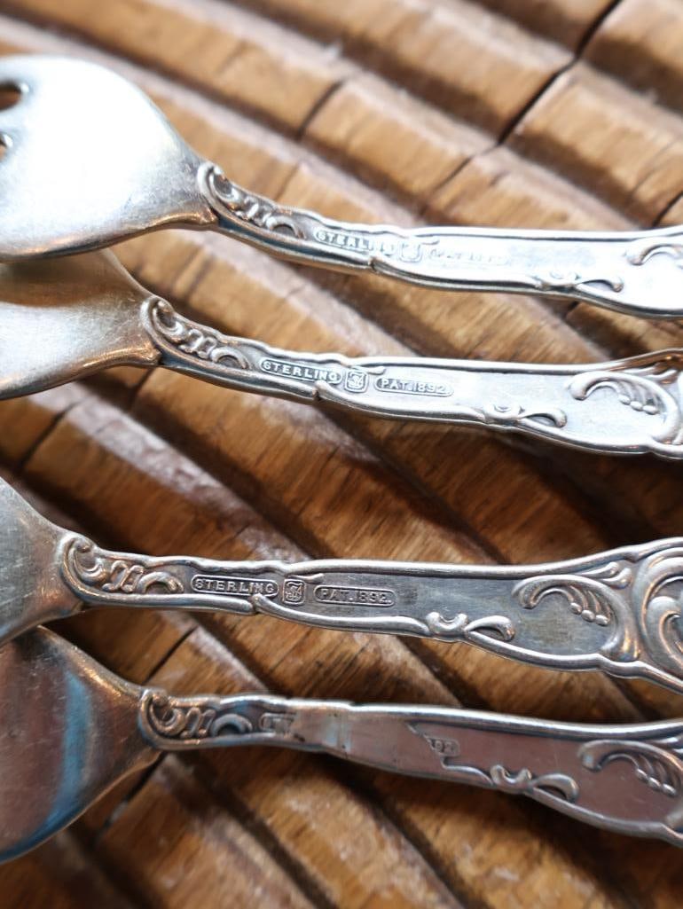 Set of 4 Antique Sterling Silver Dinner Forks, Pat. 1892, 153g - 4