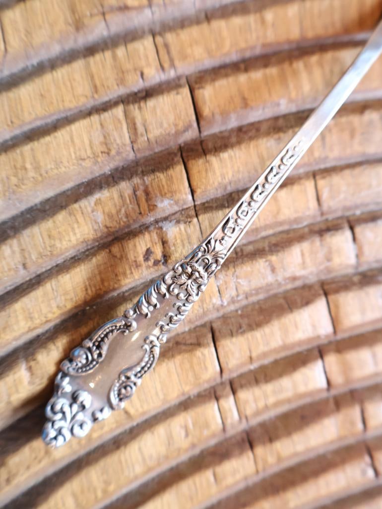 Three Sterling Silver Ornate Serving Spoons, 125 Grams - 10
