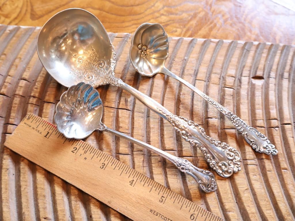 Three Sterling Silver Ornate Serving Spoons, 125 Grams - 2