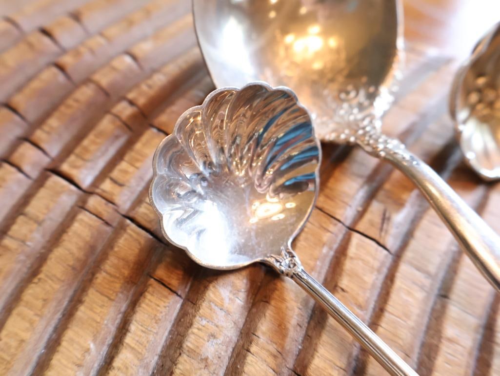 Three Sterling Silver Ornate Serving Spoons, 125 Grams - 3