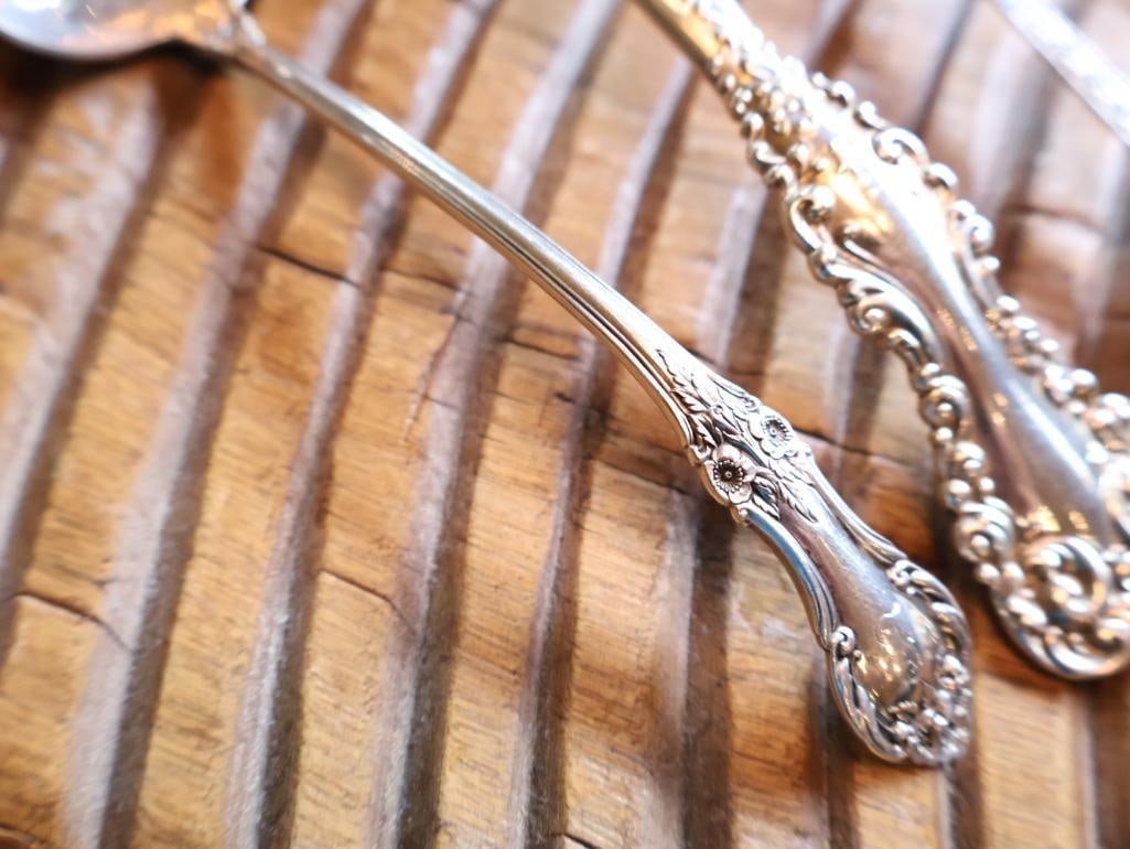 Three Sterling Silver Ornate Serving Spoons, 125 Grams - 4