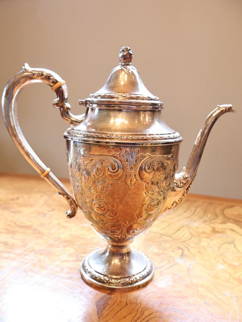 Frank M. Whiting and Co. Hand-Chased Sterling Silver Coffee Pot - 10