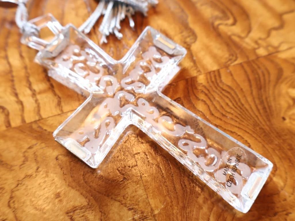 Three Decorative Crosses & Crucifix Glass and Metal - 11