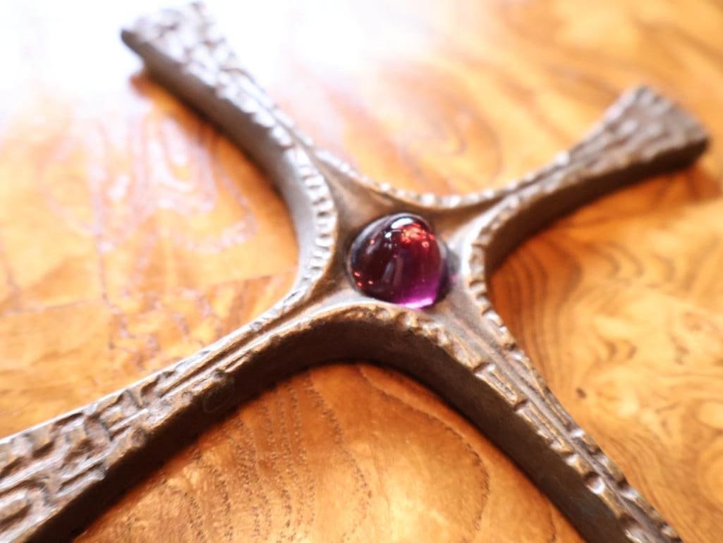 Three Decorative Crosses & Crucifix Glass and Metal - 13
