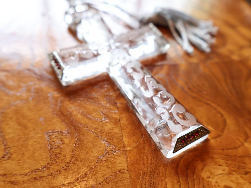 Three Decorative Crosses & Crucifix Glass and Metal - 8