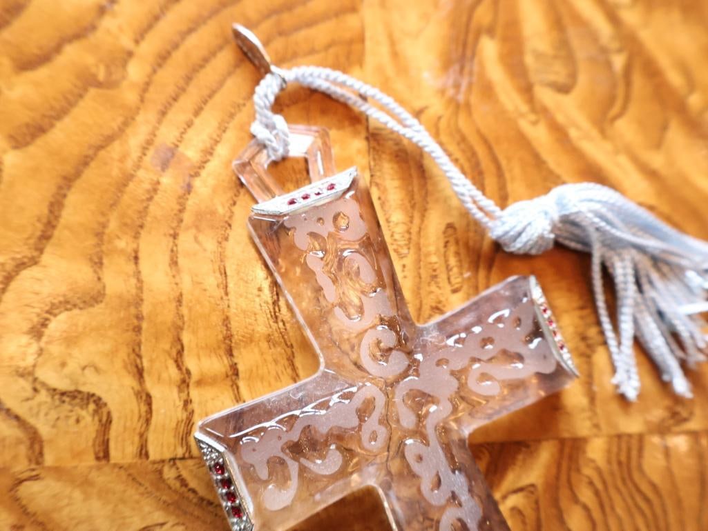 Three Decorative Crosses & Crucifix Glass and Metal - 9