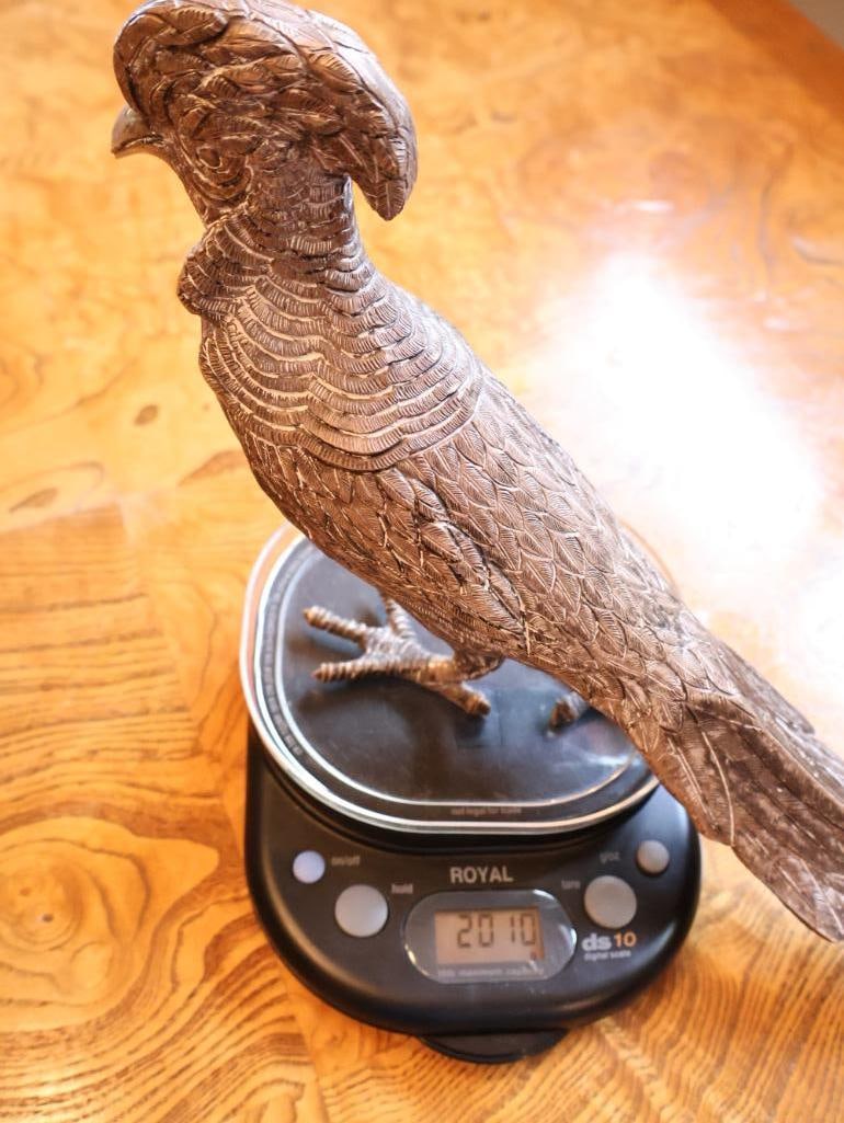 Vintage Sandori Metal Silver-Tone Figural Pheasant Sculpture, Approx. 15in - 11