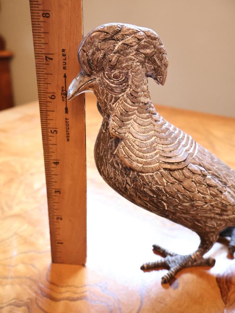 Vintage Sandori Metal Silver-Tone Figural Pheasant Sculpture, Approx. 15in - 3