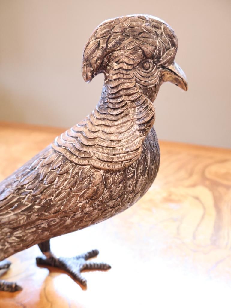 Vintage Sandori Metal Silver-Tone Figural Pheasant Sculpture, Approx. 15in - 5