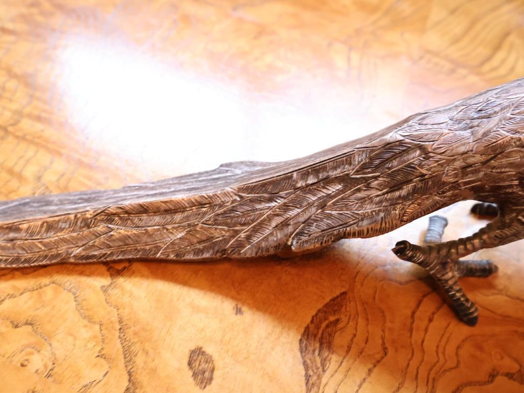 Vintage Sandori Metal Silver-Tone Figural Pheasant Sculpture, Approx. 15in - 7