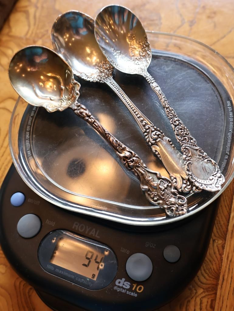 Lot of 3 Ornate Sterling Silver Serving Spoons, 94g - 14