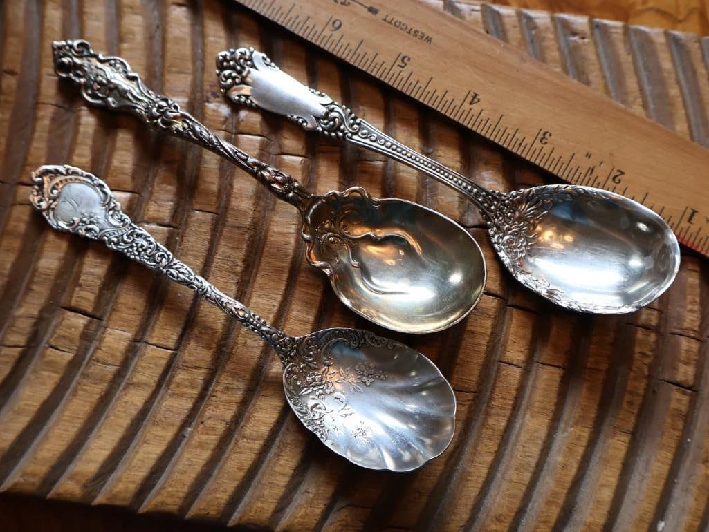 Lot of 3 Ornate Sterling Silver Serving Spoons, 94g - 2
