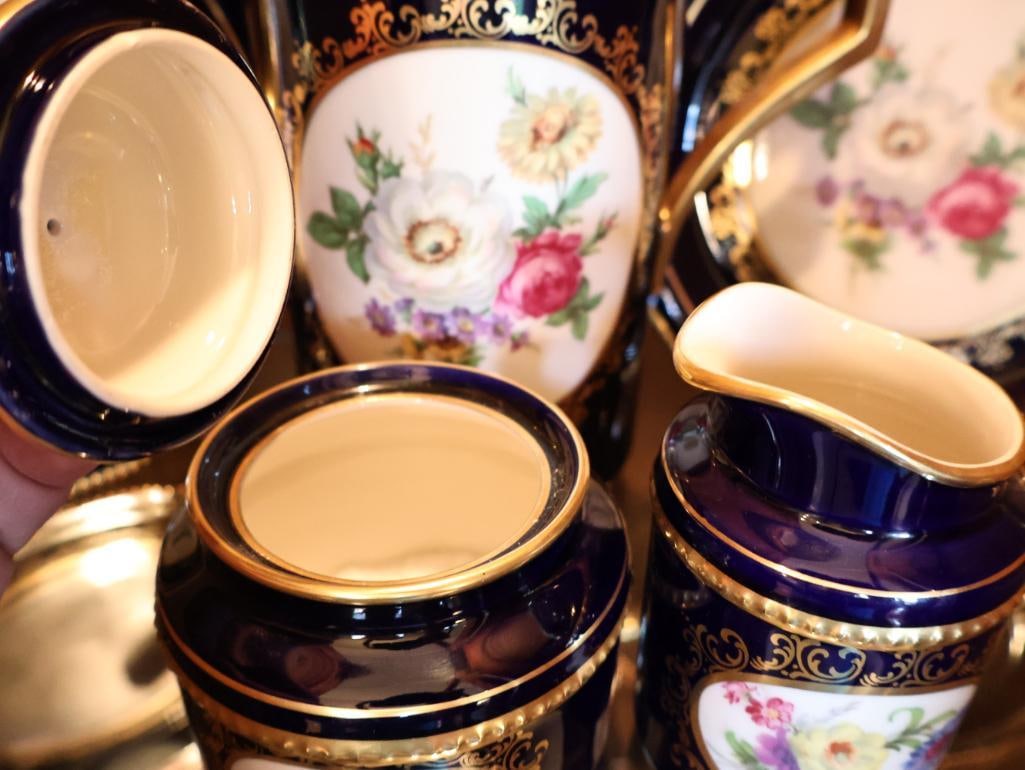 Schumann Arzberg Bavaria Echt Cobalt Porcelain Coffee & Dessert Service - 12