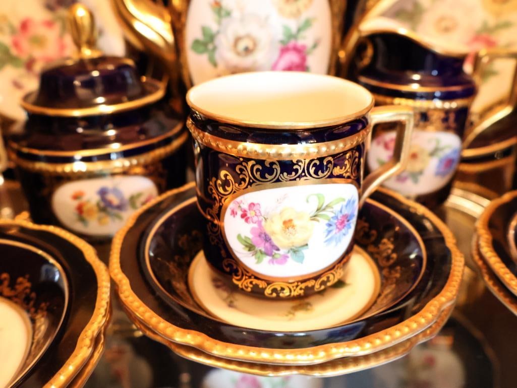 Schumann Arzberg Bavaria Echt Cobalt Porcelain Coffee & Dessert Service - 4