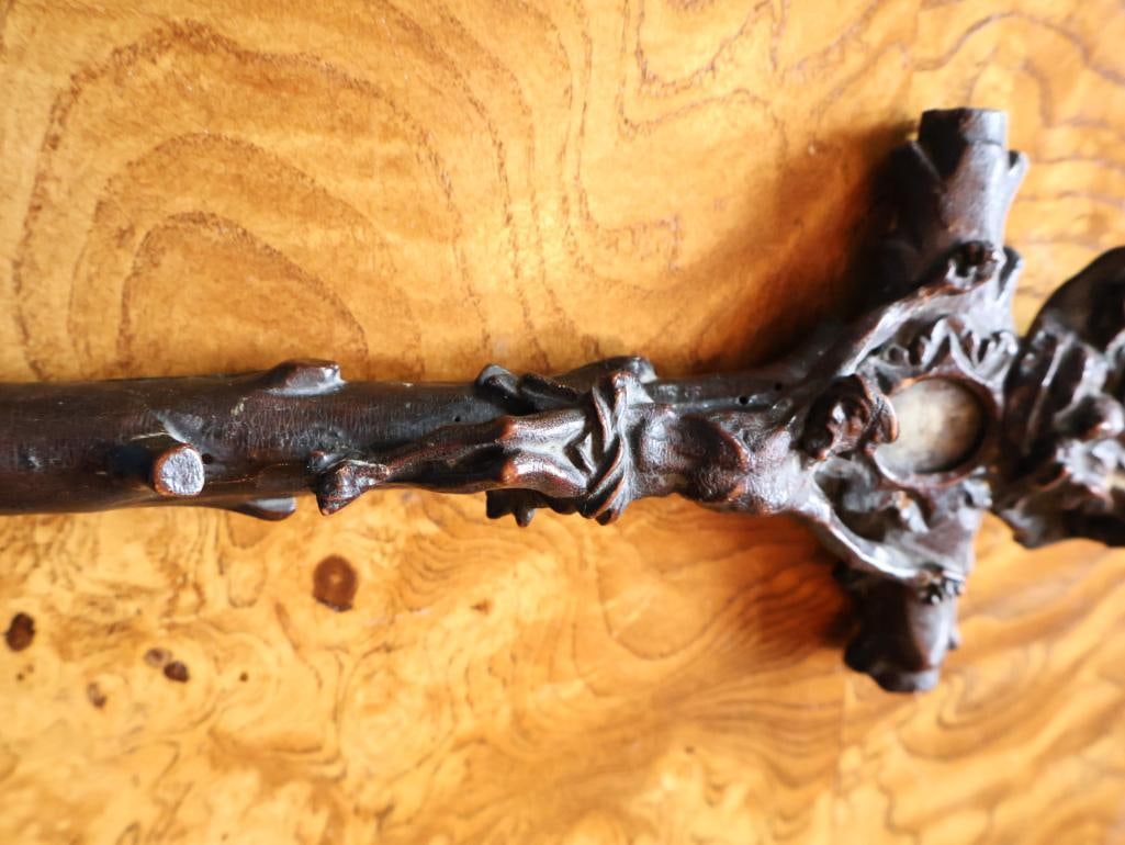 Antique Carved Wood Reliquary Crucifix with Hidden Relic Compartment - 4