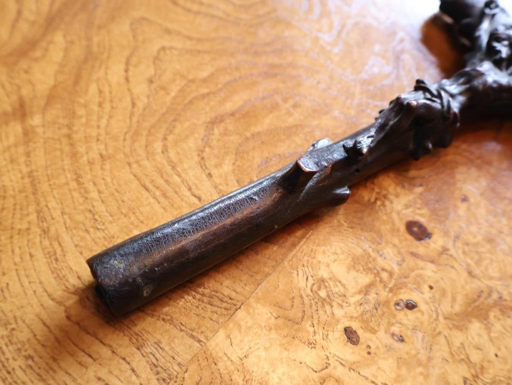 Antique Carved Wood Reliquary Crucifix with Hidden Relic Compartment - 6