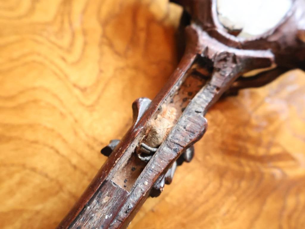 Antique Carved Wood Reliquary Crucifix with Hidden Relic Compartment - 8