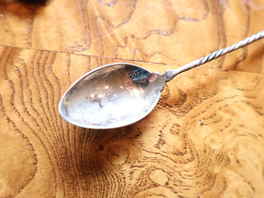 Vintage Turkish Souvenir Demitasse Spoon Marked 800, sterling and Plated Flatware - 11
