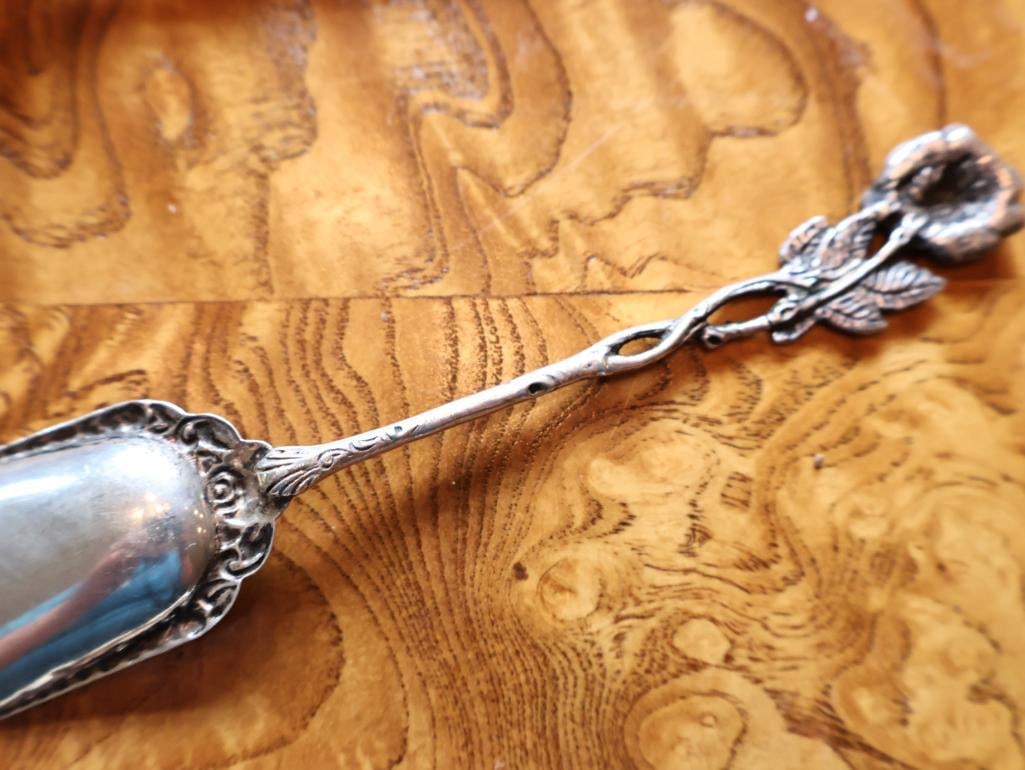 Vintage Turkish Souvenir Demitasse Spoon Marked 800, sterling and Plated Flatware - 14