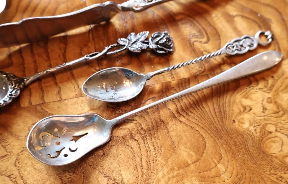 Vintage Turkish Souvenir Demitasse Spoon Marked 800, sterling and Plated Flatware - 8