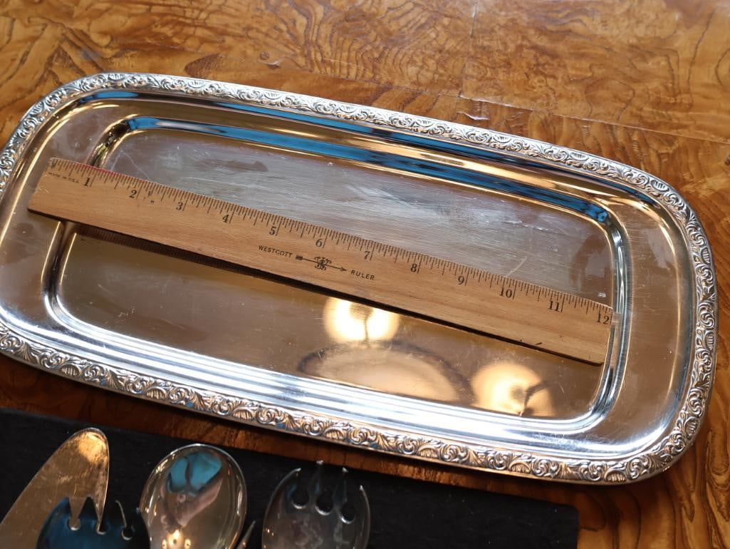 Large Collection of Antique and Vintage Silverplate Flatware with Serving Tray - 15