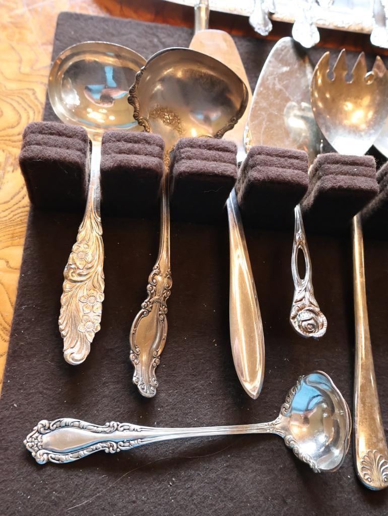 Large Collection of Antique and Vintage Silverplate Flatware with Serving Tray - 3