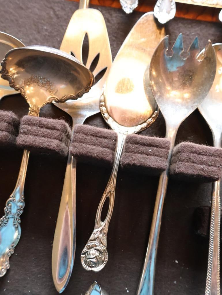 Large Collection of Antique and Vintage Silverplate Flatware with Serving Tray - 4